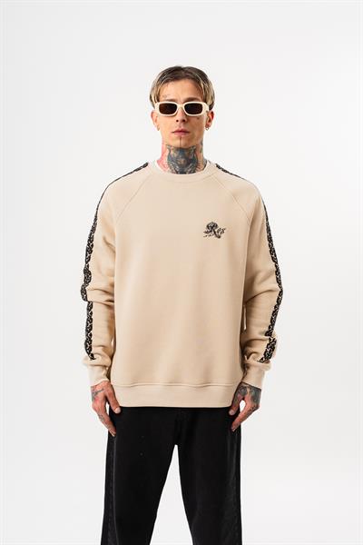 Erkek Empire Of Res Nakışlı Oversize Sweatshirt Bej