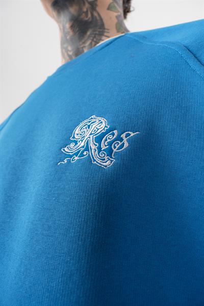 Erkek Empire Of Res Nakışlı Oversize Sweatshirt Mavi