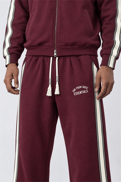Erkek Essentials Şerit Detaylı Doubleface Eşofman Takımı Bordo