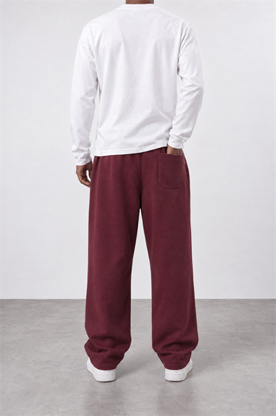 Erkek Etnik Şerit Detaylı Doubleface Baggy Eşofman Altı Bordo