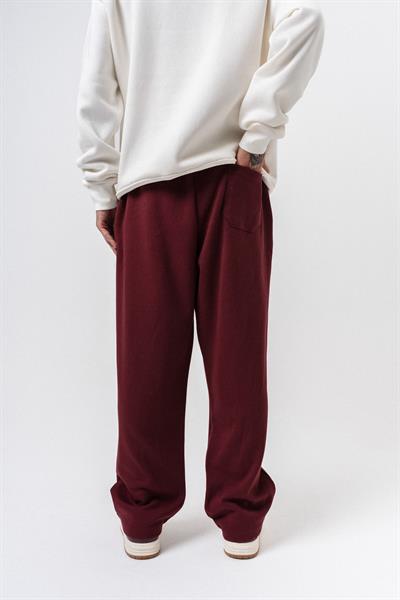 Erkek Etnik Şerit Detaylı Doubleface Baggy Eşofman Altı Bordo