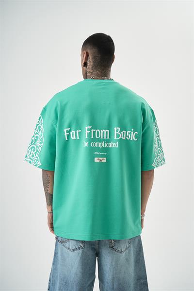 Erkek Far From Basic Baskılı Oversize T-Shirt Yeşil