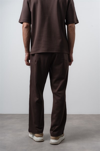 Erkek Far From Basic Şerit Detaylı Baggy Eşofman Altı Kahve