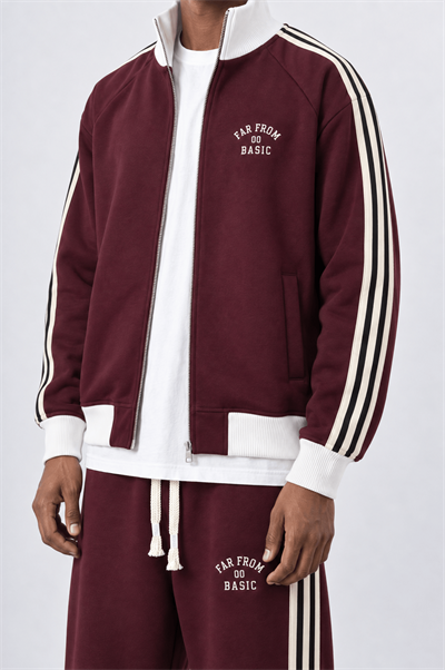 Erkek Far From Basic Şerit Detaylı Doubleface Eşofman Takımı Bordo