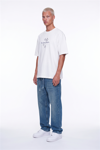 Erkek FFB Nakış Detaylı Oversize T-Shirt Ekru