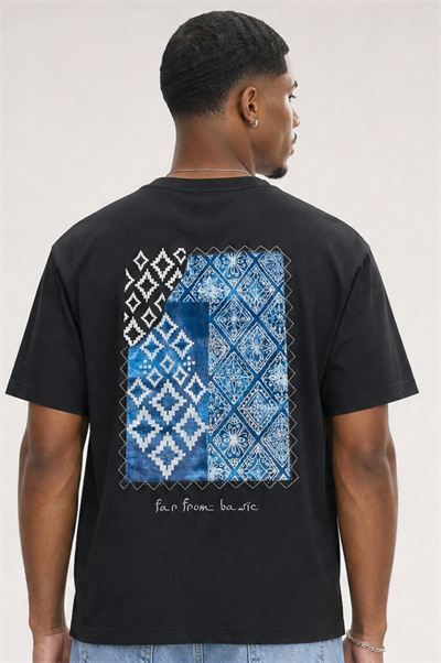Erkek FFB Nakış Detaylı Oversize T-Shirt Siyah