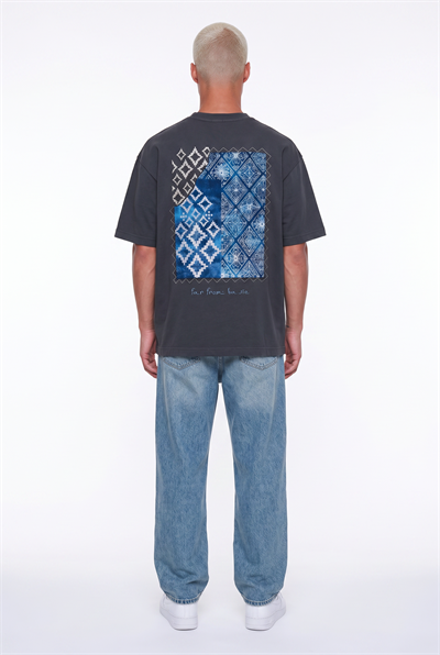 Erkek FFB Nakış Detaylı Oversize T-Shirt Füme