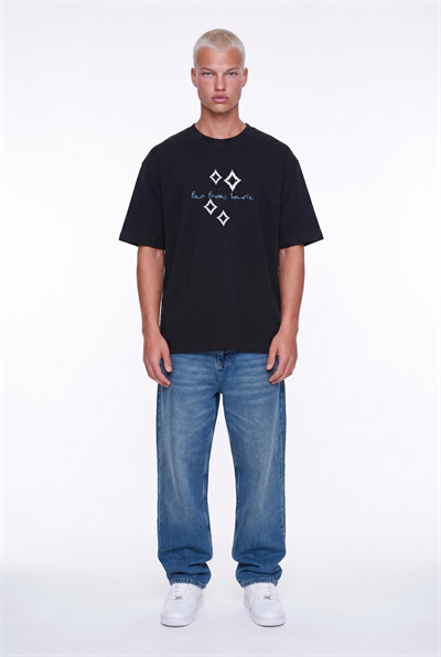 Erkek FFB Nakış Detaylı Oversize T-Shirt Siyah