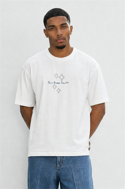 Erkek FFB Nakış Detaylı Oversize T-Shirt Ekru