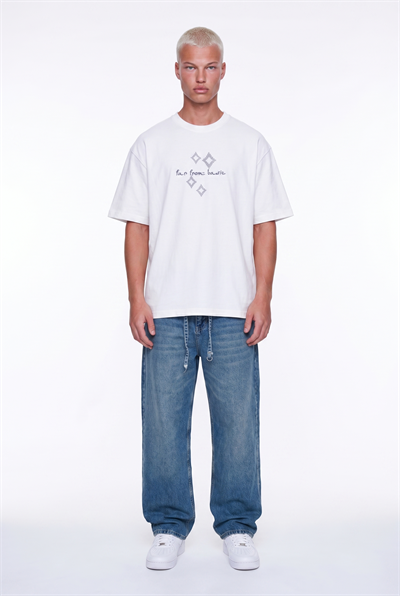 Erkek FFB Nakış Detaylı Oversize T-Shirt Ekru