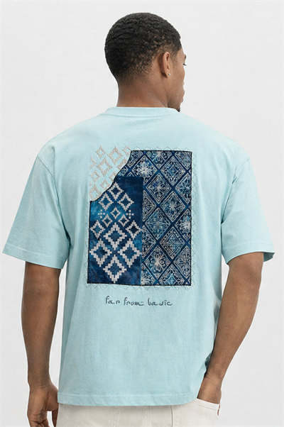 Erkek FFB Nakış Detaylı Oversize T-Shirt Bebe Mavi