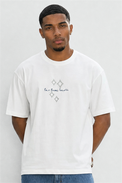 Erkek FFB Nakış Detaylı Oversize T-Shirt Ekru