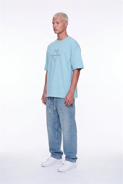 Erkek FFB Nakış Detaylı Oversize T-Shirt Bebe Mavi