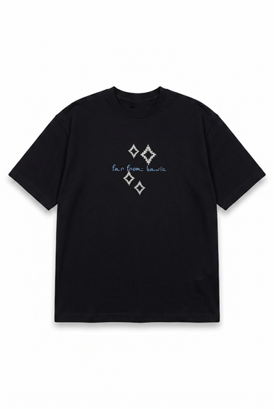 Erkek FFB Nakış Detaylı Oversize T-Shirt Siyah