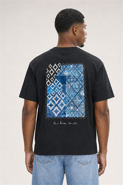 Erkek FFB Nakış Detaylı Oversize T-Shirt Siyah