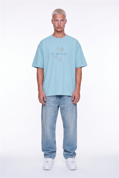 Erkek FFB Nakış Detaylı Oversize T-Shirt Bebe Mavi