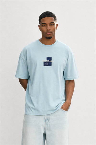 Erkek FFB Patch Oversize T-Shirt Bebe Mavi