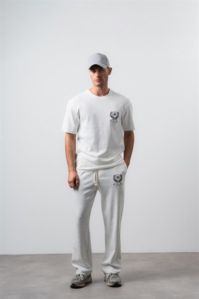 Erkek FFB Pis Dikişli T-Shirt Pantolon Takım Ekru
