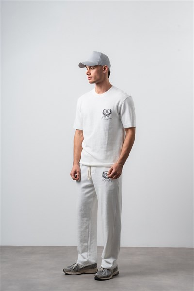 Erkek FFB Pis Dikişli T-Shirt Pantolon Takım Ekru