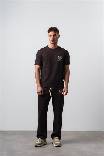 Erkek FFB Pis Dikişli T-Shirt Pantolon Takım Kahve