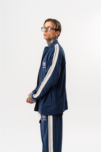 Erkek FFB Şerit Detaylı Dik Yaka Doubleface Zip Oversize Sweatshirt Lacivert
