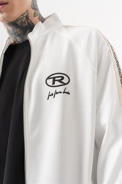 Erkek FFB Şerit Detaylı Dik Yaka Doubleface Zip Oversize Sweatshirt Ekru