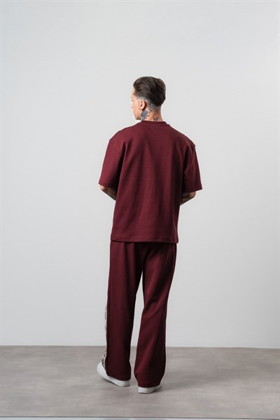 Erkek FFB Şerit Detaylı Regular Fit Eşofman Takımı Bordo