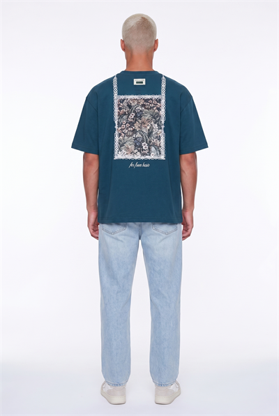 Erkek FFB Vintage Nakışlı Oversize T-Shirt Zümrüt
