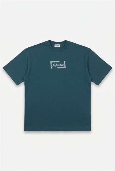 Erkek FFB Vintage Nakışlı Oversize T-Shirt Zümrüt
