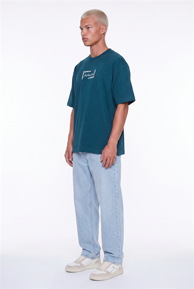Erkek FFB Vintage Nakışlı Oversize T-Shirt Zümrüt