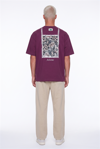 Erkek FFB Vintage Nakışlı Oversize T-Shirt Vişne