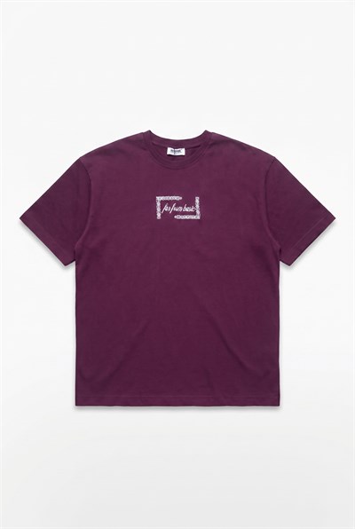 Erkek FFB Vintage Nakışlı Oversize T-Shirt Vişne