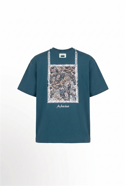 Erkek FFB Vintage Nakışlı Oversize T-Shirt Zümrüt
