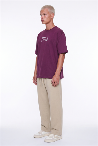 Erkek FFB Vintage Nakışlı Oversize T-Shirt Vişne