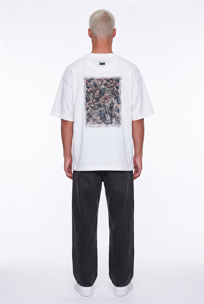 Erkek FFB Vintage Nakışlı Oversize T-Shirt Ekru