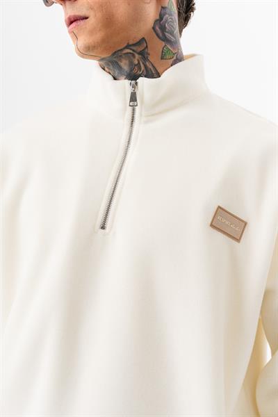 Erkek FFB Yarım Fermuarlı Oversize Polar Ceket Ekru