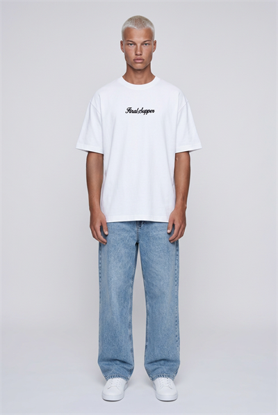 Erkek Final Supper Nakışlı Oversize T-Shirt Ekru