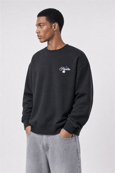 Erkek Finalize Patch Detaylı Oversize Sweatshirt Siyah