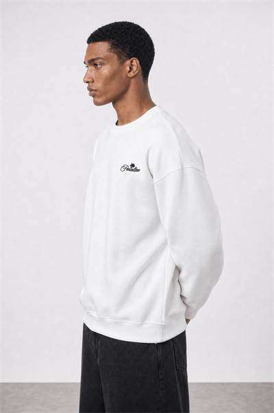 Erkek Finalize Patch Detaylı Oversize Sweatshirt Ekru