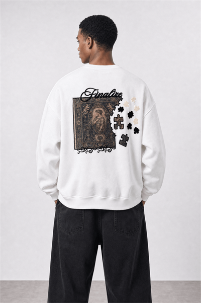 Erkek Finalize Patch Detaylı Oversize Sweatshirt Ekru