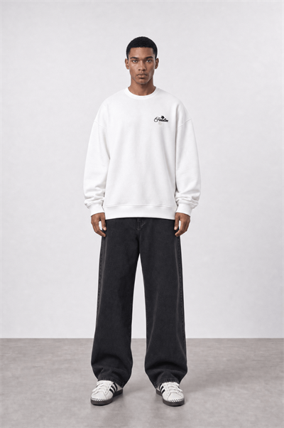 Erkek Finalize Patch Detaylı Oversize Sweatshirt Ekru