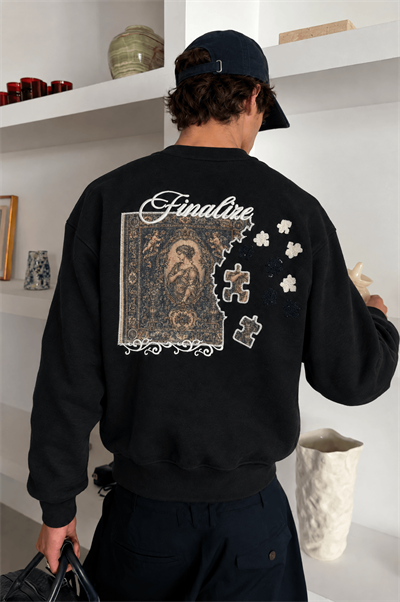 Erkek Finalize Patch Detaylı Oversize Sweatshirt Siyah