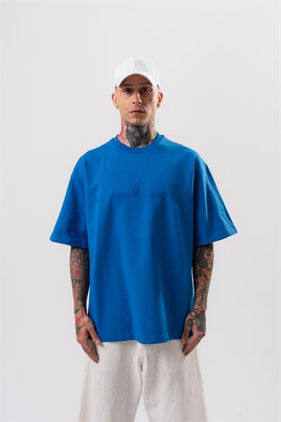 Erkek Focus Nakış Detaylı Oversize T-Shirt Saks