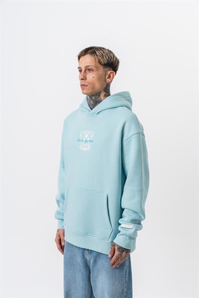 Erkek Garden Baskılı Kapüşonlu Oversize Hoodie Bebe Mavi