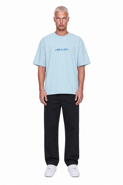 Erkek Goats Baskılı Oversize T-Shirt Bebe Mavi