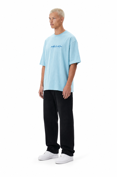 Erkek Goats Baskılı Oversize T-Shirt Bebe Mavi