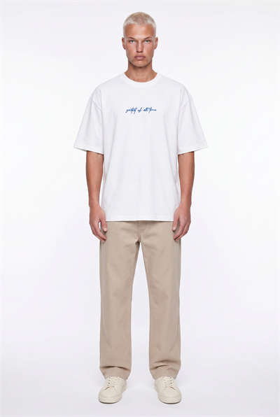 Erkek Goats Baskılı Oversize T-Shirt Ekru
