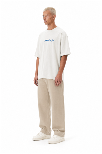 Erkek Goats Baskılı Oversize T-Shirt Ekru