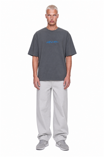 Erkek Goats Baskılı Oversize T-Shirt Füme