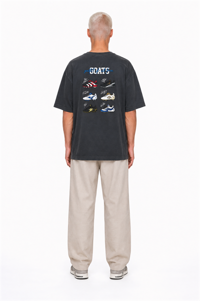 Erkek Goats Baskılı Oversize T-Shirt Füme